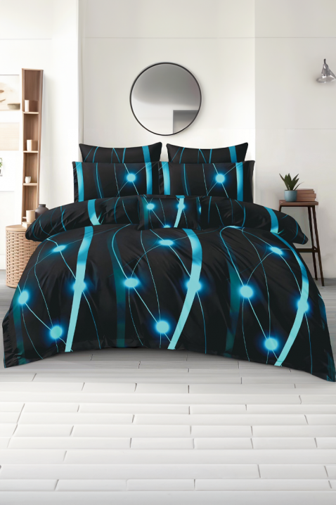 Lenjerie de pat SIOFERY 200x220 cm bumbac 4 piese, Culoare: negru, IVET.RO - Reduceri de până la -80%