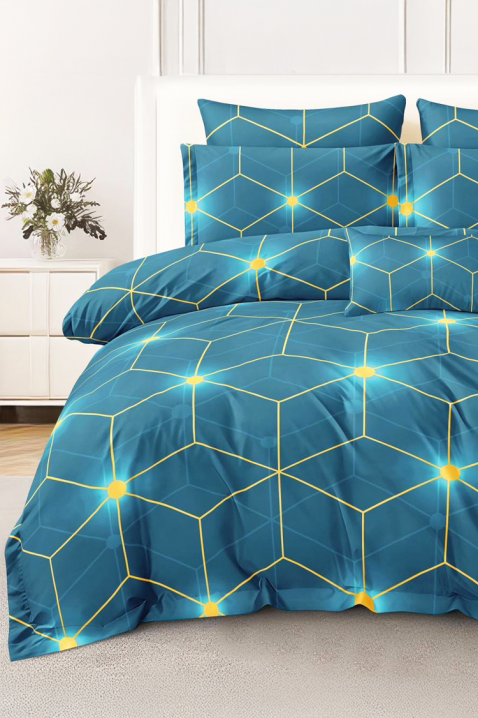 Lenjerie de pat BRIONEFY 200x220 cm bumbac 4 piese, Culoare: albastru, IVET.RO - Reduceri de până la -80%