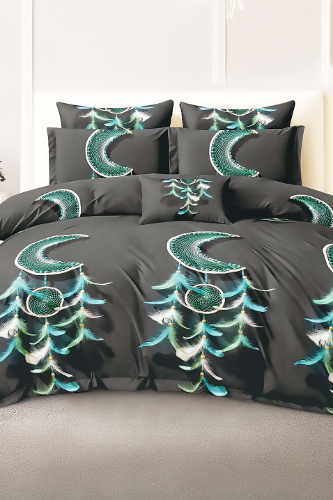 Lenjerie de pat ZORBENY 200x220 cm bumbac 4 piese, Culoare: grafit, IVET.RO - Reduceri de până la -80%