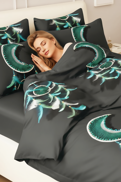 Lenjerie de pat ZORBENY 200x220 cm bumbac 4 piese, Culoare: grafit, IVET.RO - Reduceri de până la -80%