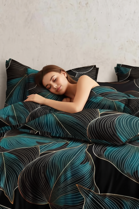 Lenjerie de pat FIOGELDY 200x220 cm bumbac 4 piese, Culoare: negru, IVET.RO - Reduceri de până la -80%