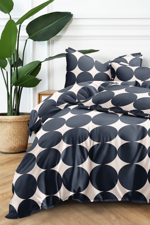 Lenjerie de pat ZERMOHY 200x220 cm bumbac 4 piese, Culoare: negru, IVET.RO - Reduceri de până la -80%