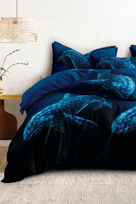 Lenjerie de pat MOLNEFY 160x200 cm bumbac 4 piese, Culoare: bleumarin, IVET.RO - Reduceri de până la -80%