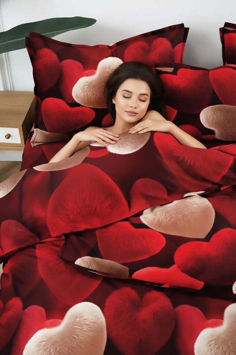 Lenjerie de pat SERFONY 160x200 cm bumbac 4 piese, Culoare: roșu, IVET.RO - Reduceri de până la -80%