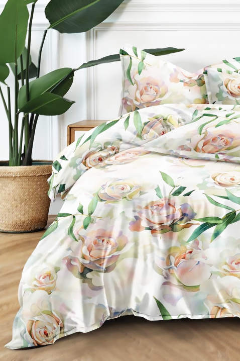 Lenjerie de pat ZERMIOFY 200x220 cm bumbac 4 piese, Culoare: multicolor, IVET.RO - Reduceri de până la -80%