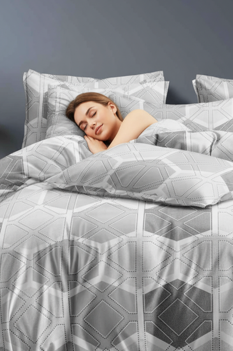 Lenjerie de pat GERDONY 160x200 cm bumbac 4 piese, Culoare: gri, IVET.RO - Reduceri de până la -80%