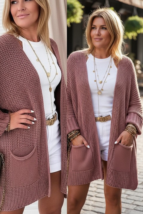 Cardigan GLORDENZA PUDRA, Culoare: pudră, IVET.RO - Reduceri de până la -80%