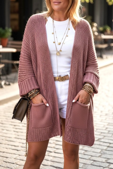 Cardigan GLORDENZA PUDRA, Culoare: pudră, IVET.RO - Reduceri de până la -80%