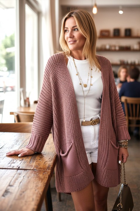 Cardigan GLORDENZA PUDRA, Culoare: pudră, IVET.RO - Reduceri de până la -80%