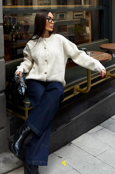 Cardigan KRODELSA ECRU, Culoare: ecru, IVET.RO - Reduceri de până la -80%