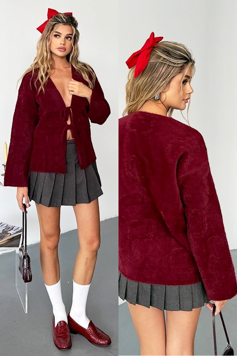 Cardigan PLAVINZA, Culoare: bordo, IVET.RO - Reduceri de până la -80%