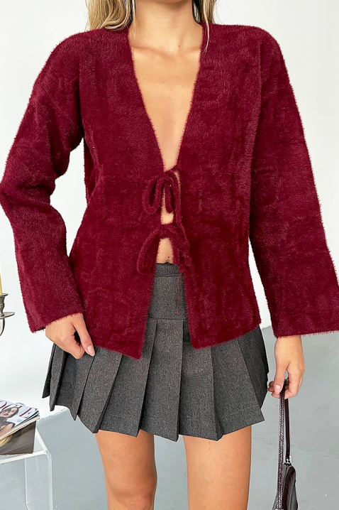 Cardigan PLAVINZA, Culoare: bordo, IVET.RO - Reduceri de până la -80%