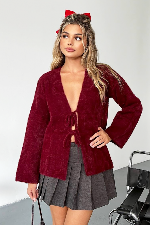 Cardigan PLAVINZA, Culoare: bordo, IVET.RO - Reduceri de până la -80%