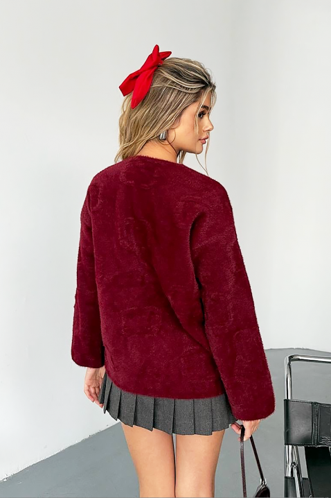 Cardigan PLAVINZA, Culoare: bordo, IVET.RO - Reduceri de până la -80%