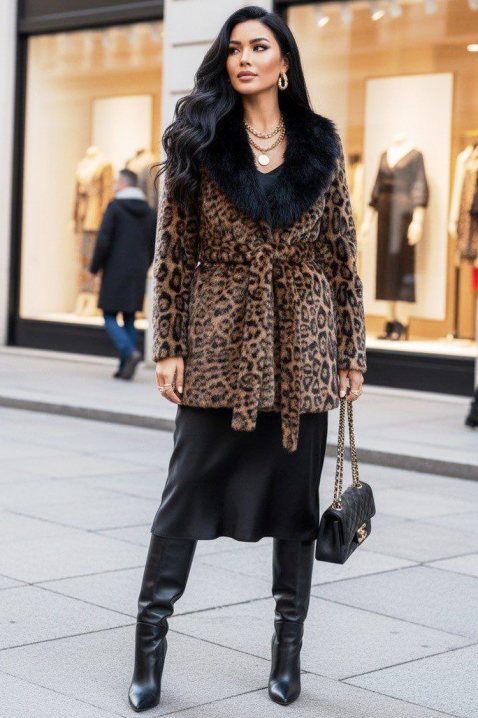 Palton KATELINDA, Culoare: leopard, IVET.RO - Reduceri de până la -80%