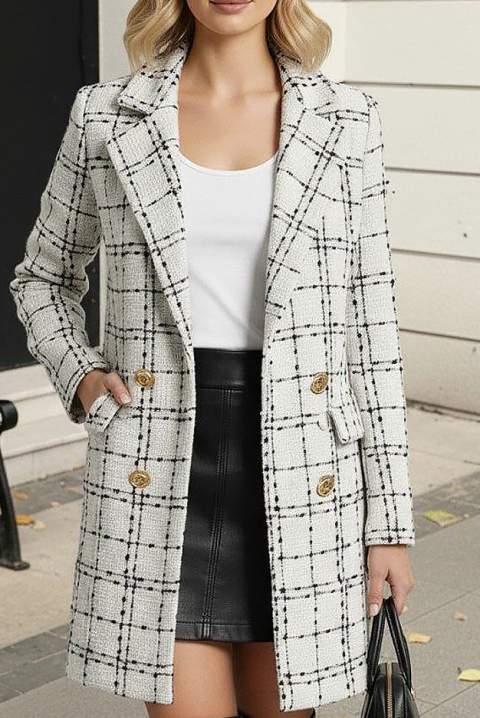 Palton KARIERZA WHITE, Culoare: alb, IVET.RO - Reduceri de până la -80%