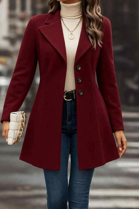 Palton MENDIONA BORDO, Culoare: bordo, IVET.RO - Reduceri de până la -80%