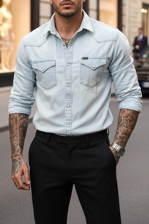 Cămașă bărbați TORMER SKY, Culoare: albastru deschis, IVET.RO - Reduceri de până la -80%