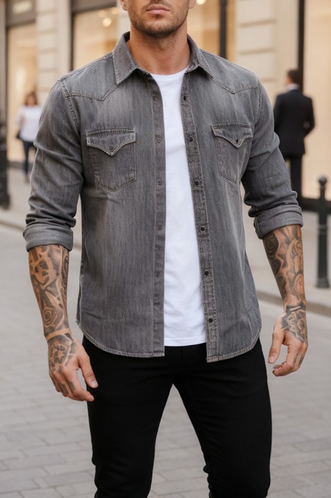 Cămașă bărbați TORMER GREY, Culoare: bleumarin, IVET.RO - Reduceri de până la -80%