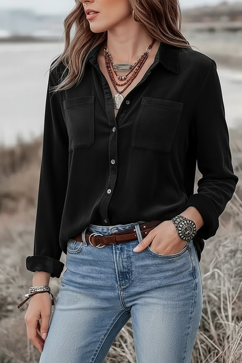 Cămașă damă GILVELZA BLACK, Culoare: negru, IVET.RO - Reduceri de până la -80%