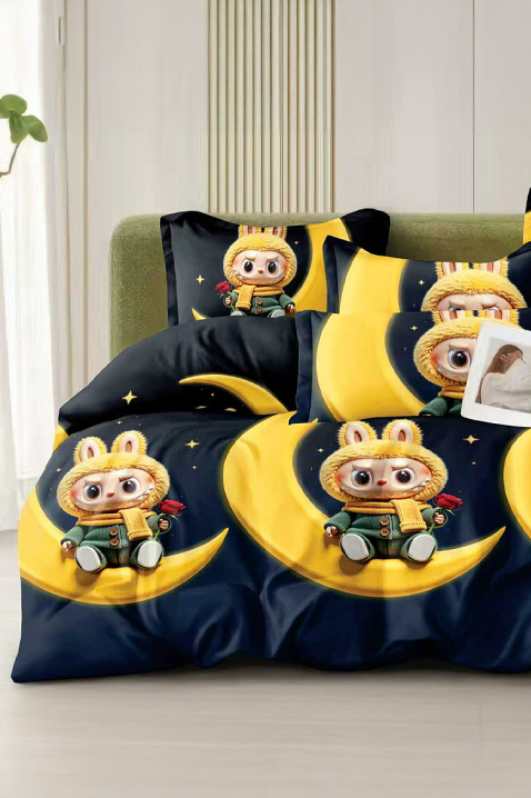 Lenjerie de pat LABUBU BLACK 160x200 cm bumbac 4 piese, Culoare: negru, IVET.RO - Reduceri de până la -80%