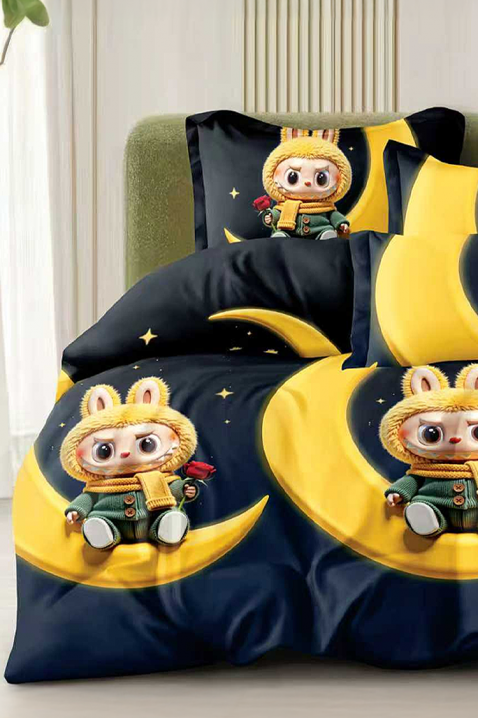 Lenjerie de pat LABUBU BLACK 160x200 cm bumbac 4 piese, Culoare: negru, IVET.RO - Reduceri de până la -80%