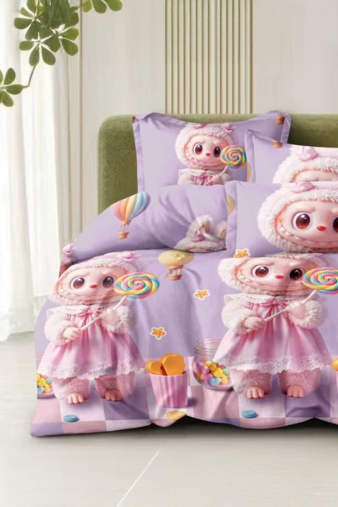 Lenjerie de pat LABUBU LILA 160x200 cm bumbac 4 piese, Culoare: lila, IVET.RO - Reduceri de până la -80%