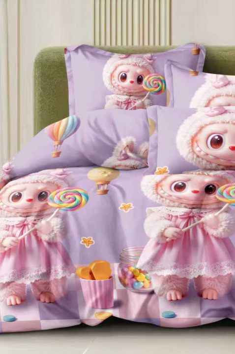 Lenjerie de pat LABUBU LILA 160x200 cm bumbac 4 piese, Culoare: lila, IVET.RO - Reduceri de până la -80%