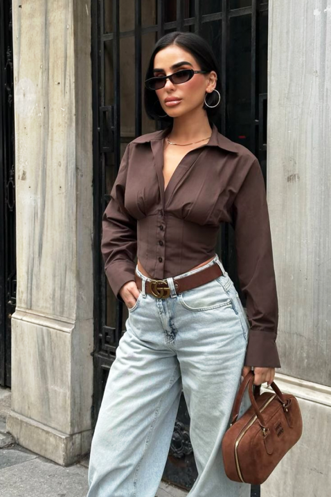 Cămașă damă BANSOLTA BROWN, Culoare: maro, IVET.RO - Reduceri de până la -80%