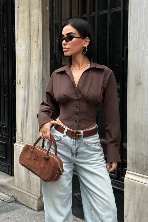 Cămașă damă BANSOLTA BROWN, Culoare: maro, IVET.RO - Reduceri de până la -80%