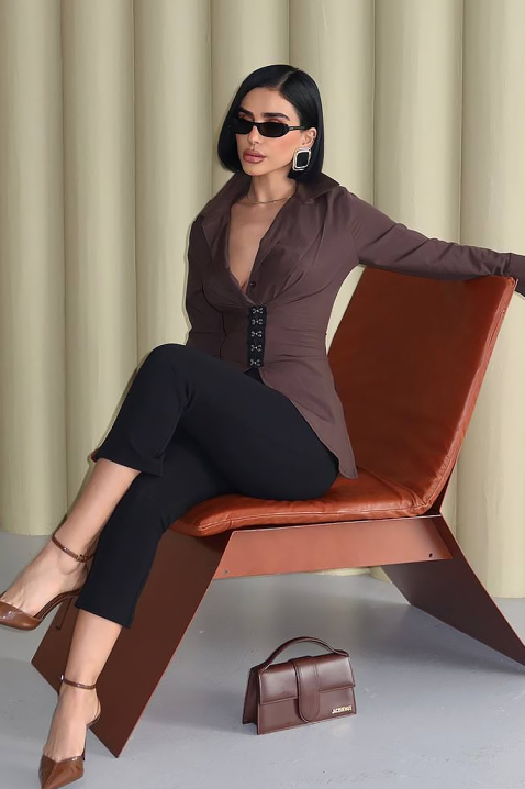 Cămașă damă ZALORENA BROWN, Culoare: maro, IVET.RO - Reduceri de până la -80%