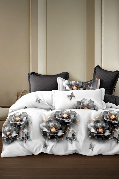 Lenjerie de pat FRONELMY 200x220 cm bumbac 4 piese, Culoare: alb, IVET.RO - Reduceri de până la -80%