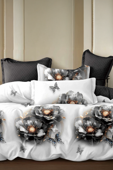 Lenjerie de pat FRONELMY 200x220 cm bumbac 4 piese, Culoare: alb, IVET.RO - Reduceri de până la -80%