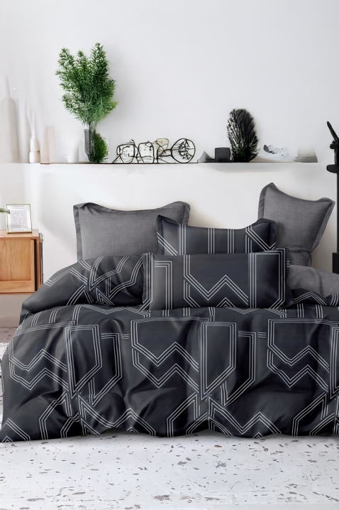 Lenjerie de pat SARMODY 200x220 cm bumbac 4 piese, Culoare: negru, IVET.RO - Reduceri de până la -80%