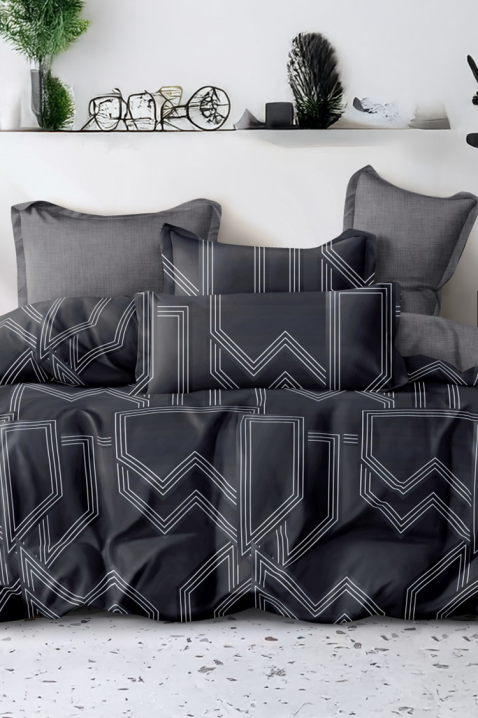 Lenjerie de pat SARMODY 200x220 cm bumbac 4 piese, Culoare: negru, IVET.RO - Reduceri de până la -80%