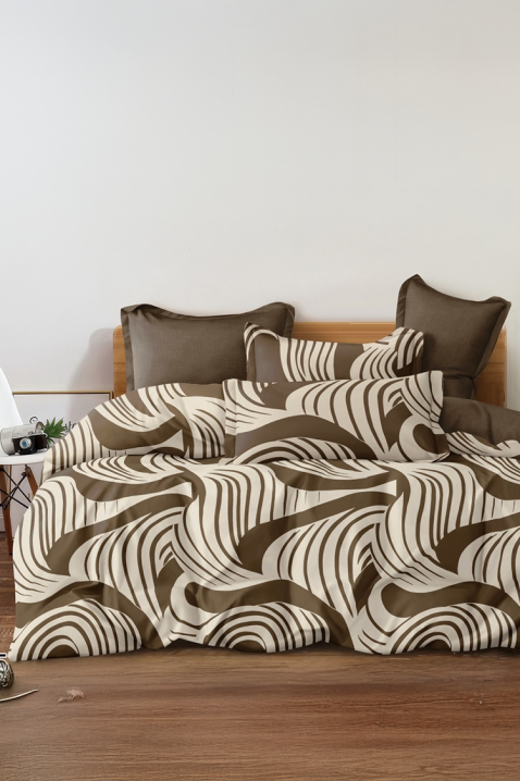 Lenjerie de pat MAXELGY 200x220 cm bumbac 4 piese, Culoare: maro, IVET.RO - Reduceri de până la -80%