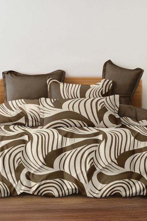 Lenjerie de pat MAXELGY 200x220 cm bumbac 4 piese, Culoare: maro, IVET.RO - Reduceri de până la -80%