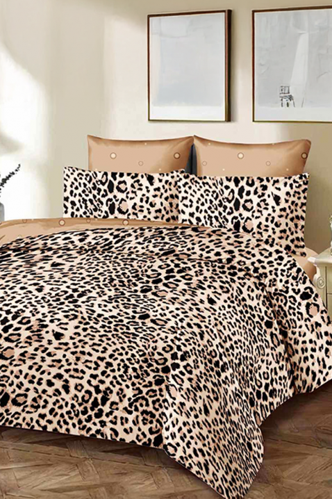 Lenjerie de pat XELDERY 200x220 cm bumbac 4 piese, Culoare: bej, IVET.RO - Reduceri de până la -80%