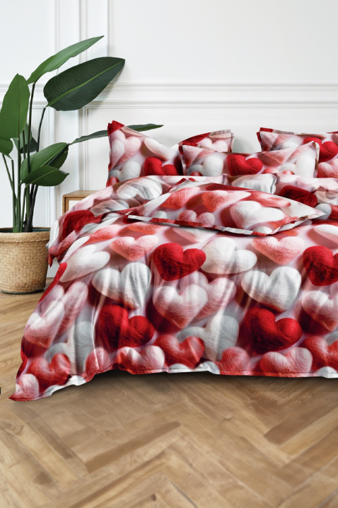 Lenjerie de pat SPOLMEFY 200x220 cm bumbac 3 piese, Culoare: roșu, IVET.RO - Reduceri de până la -80%