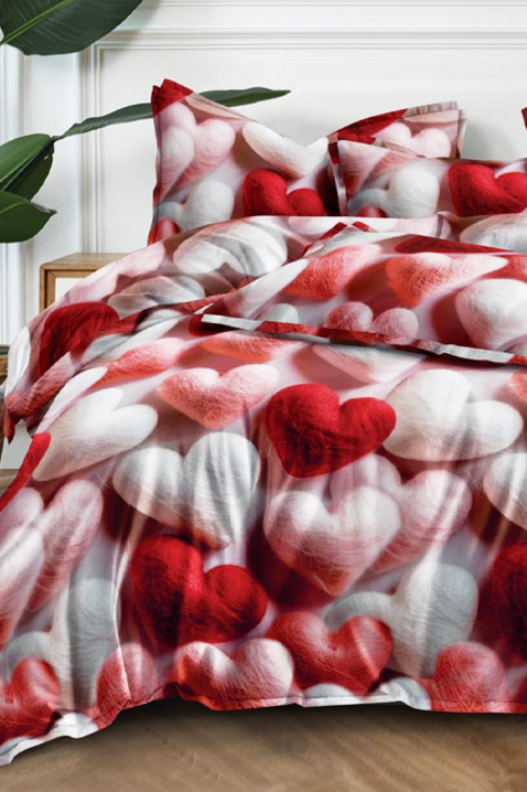 Lenjerie de pat SPOLMEFY 200x220 cm bumbac 3 piese, Culoare: roșu, IVET.RO - Reduceri de până la -80%