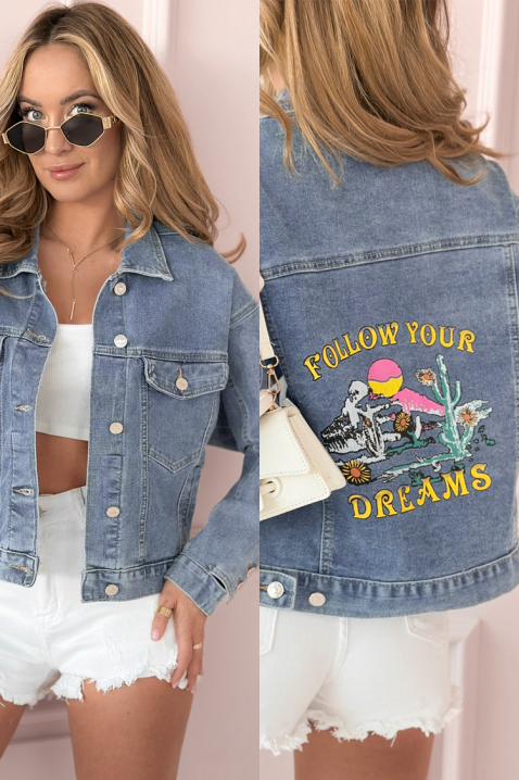 Geacă de blugi MAKRAMENZA, Culoare: albastru deschis, IVET.RO - Reduceri de până la -80%