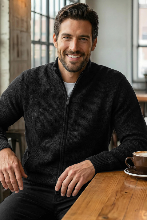 Cardigan bărbați TIMBO BLACK, Culoare: negru, IVET.RO - Reduceri de până la -80%