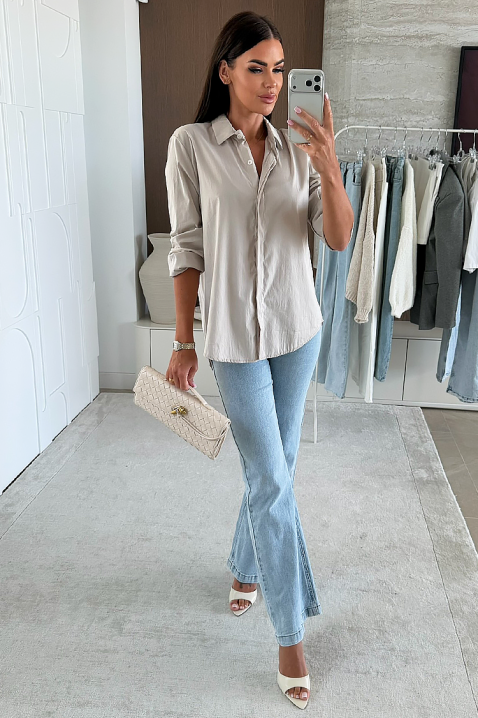 Cămașă damă NIOGELTA BEIGE, Culoare: bej, IVET.RO - Reduceri de până la -80%