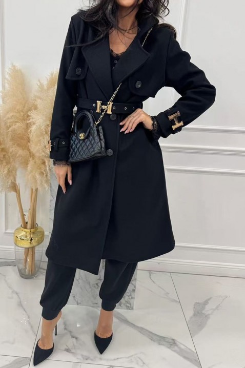 Trenci LORVELDA BLACK, Culoare: negru, IVET.RO - Reduceri de până la -80%