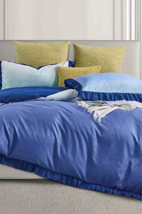 Lenjerie de pat SIOGERY BLUE 200x220 cm bumbac 3 piese, Culoare: albastru, IVET.RO - Reduceri de până la -80%