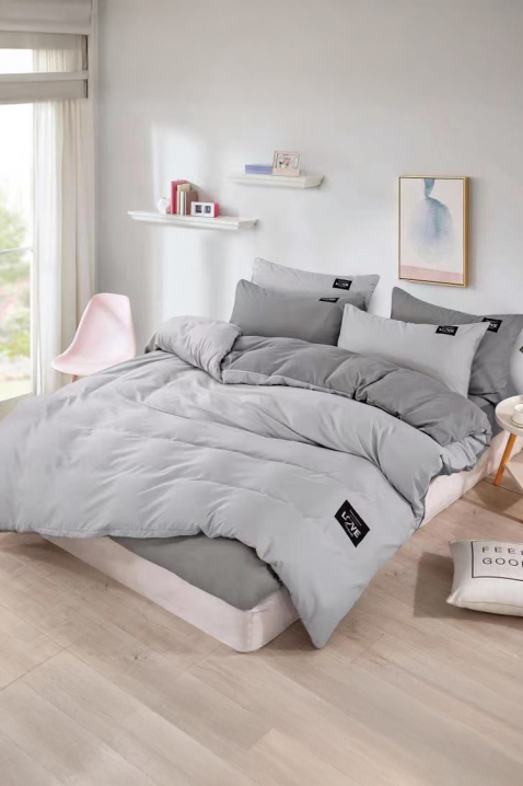 Lenjerie de pat RONELMSY GREY 200x220 cm bumbac 4 piese, Culoare: gri, IVET.RO - Reduceri de până la -80%