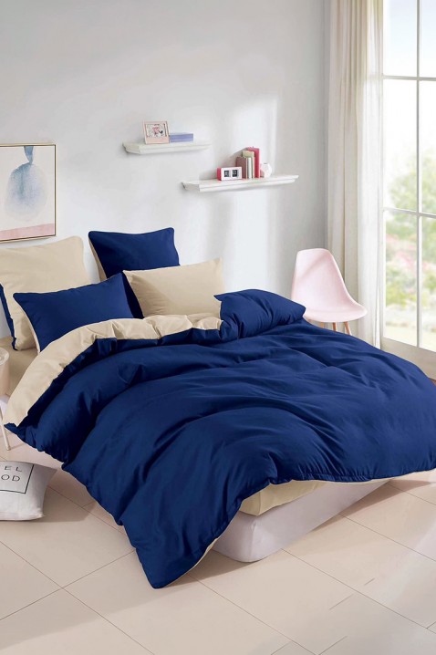 Lenjerie de pat SINERLY 160x200 cm bumbac 4 piese, Culoare: bleumarin, IVET.RO - Reduceri de până la -80%