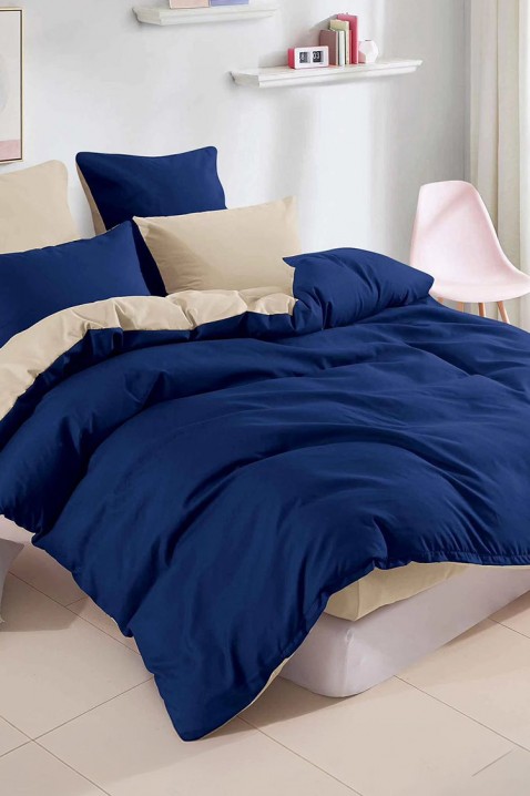 Lenjerie de pat SINERLY 160x200 cm bumbac 4 piese, Culoare: bleumarin, IVET.RO - Reduceri de până la -80%