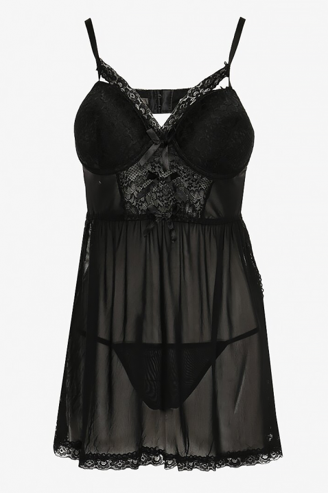 Cămașă de noapte VELORINZA, Culoare: negru, IVET.RO - Reduceri de până la -80%