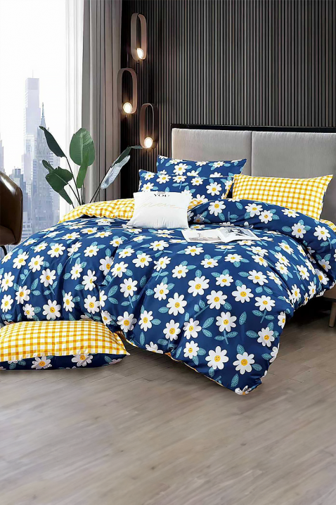 Lenjerie de pat ROVEFA 160x200 cm bumbac 4 piese, Culoare: albastru, IVET.RO - Reduceri de până la -80%